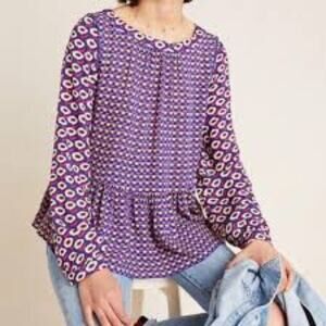 Anthropologie Maeve Cheyenne Peplum Blouse Size XS